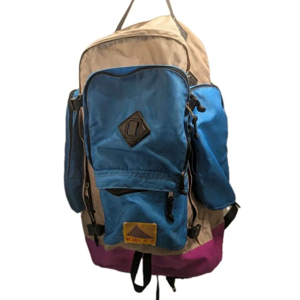 Vintage Kelty  Snipe Backpack Blue Pink Hiking Daypack 90s Korea